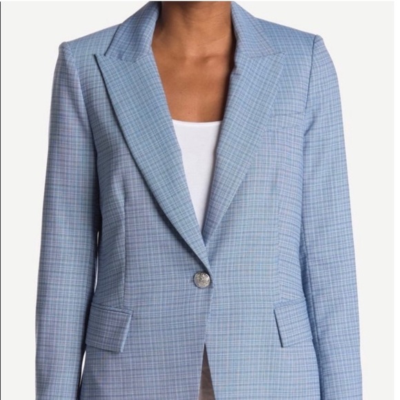 Veronica Beard Women's Blue Plaid Long and Lean Dickey Jacket Blazer Size 0 - Picture 1 of 15
